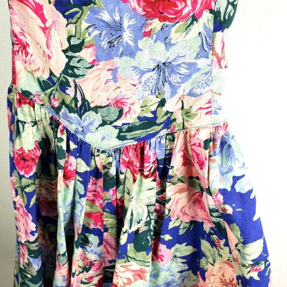 Vintage Women's Geary Roark Kamisato 80's Cottagecore Floral Cris Cross Dress 10 - Picture 9 of 14